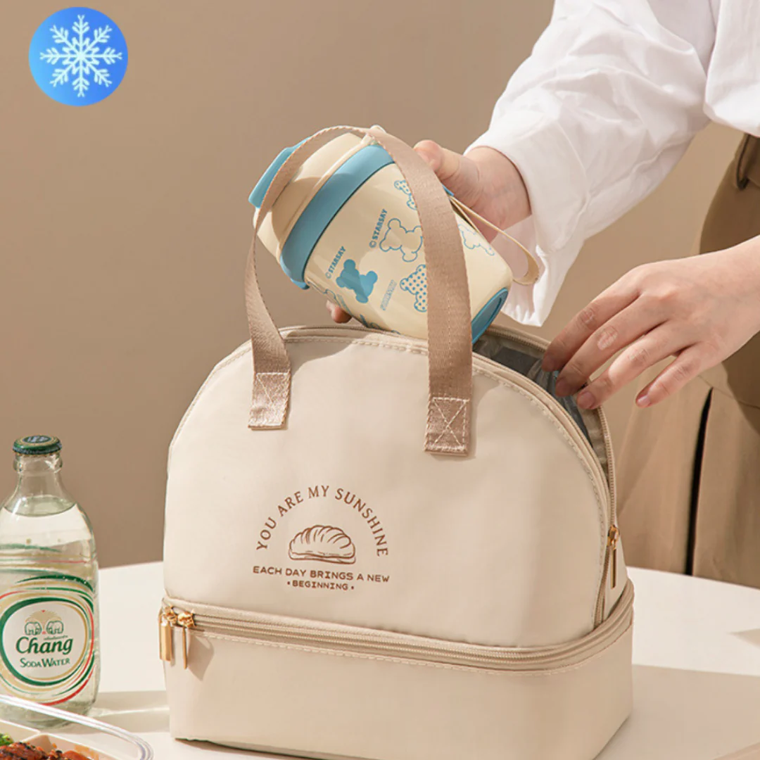 Double Layer Insulated Lunch Bag with Insulation
